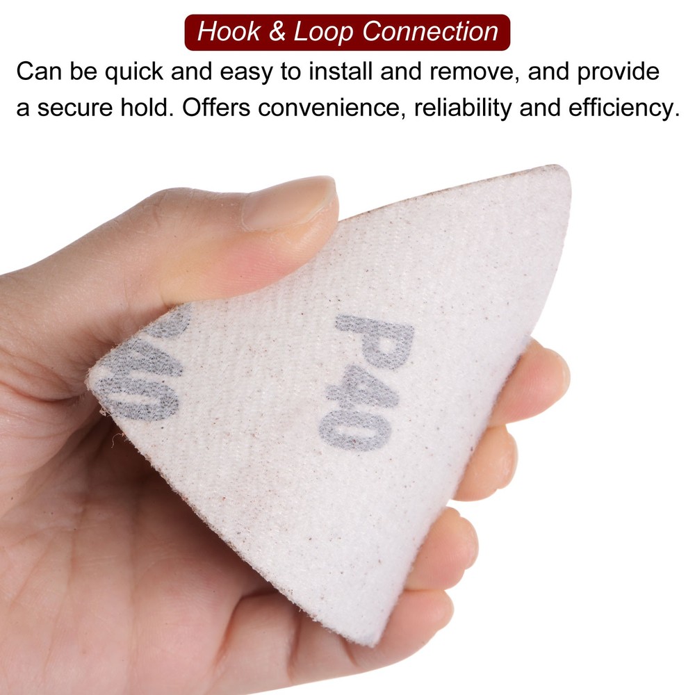 120pcs 40 Grits 80mm Aluminum Oxide Triangular Hook & Loop Sandpapers Pads
