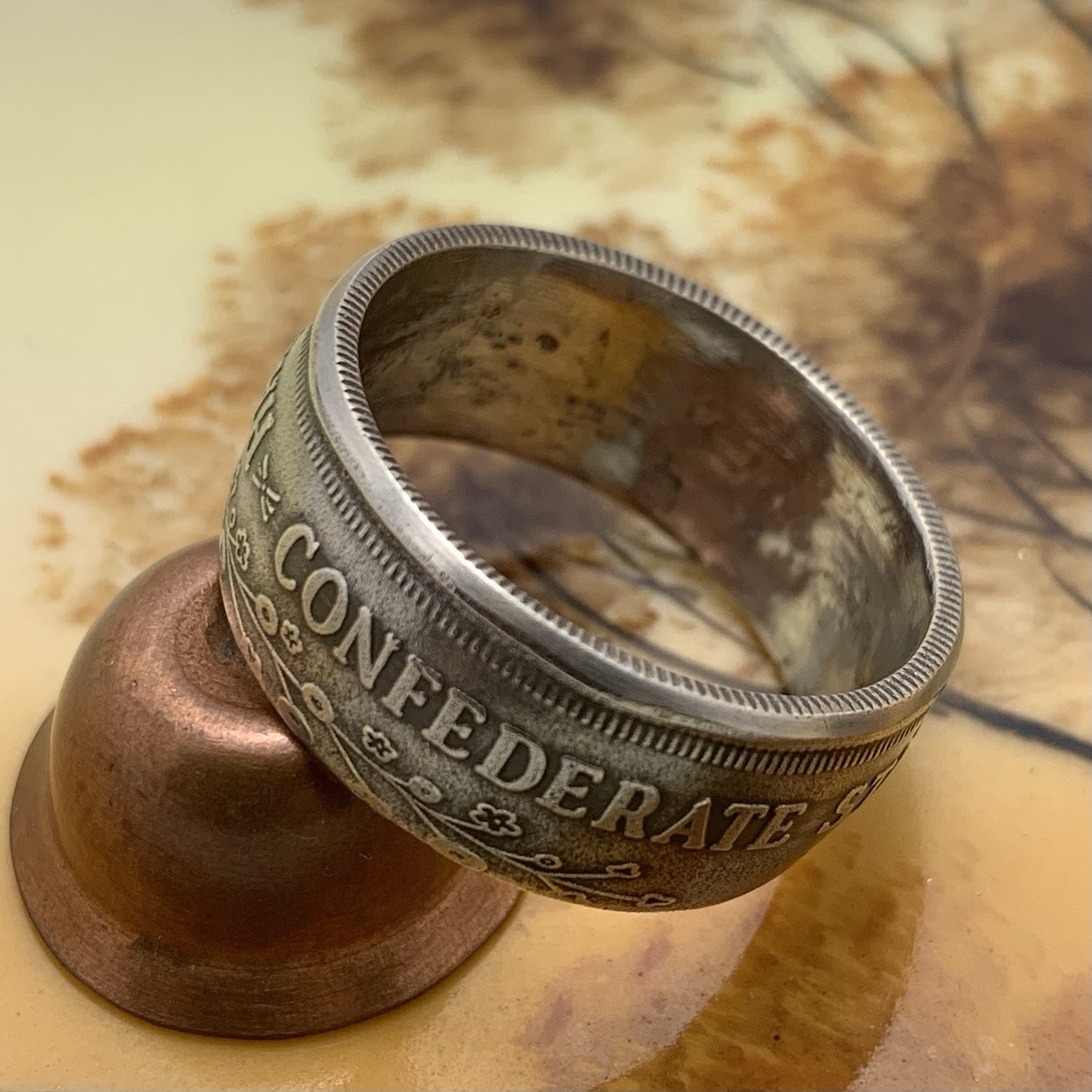 Unique 1861 Confederate States Coin Ring Size 11.5 - Civil War Reenactment