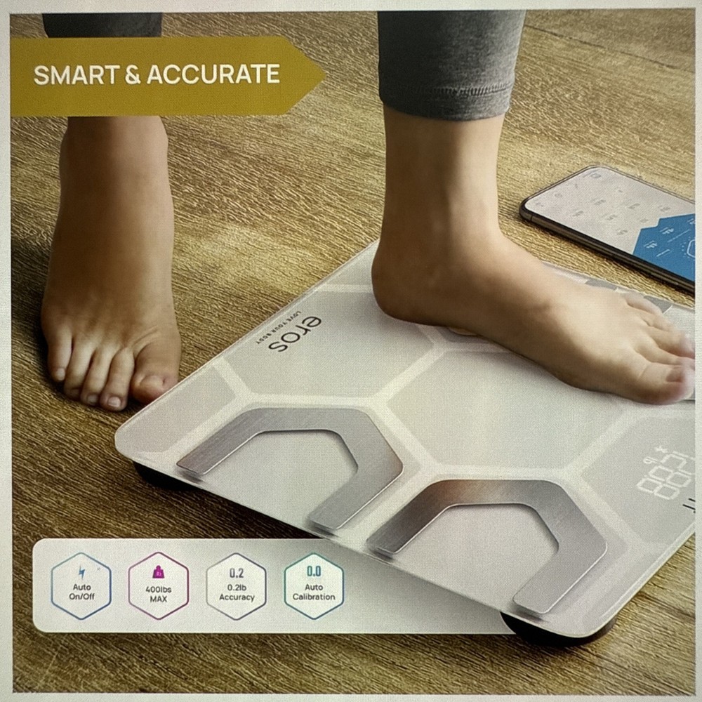 INEVIFIT EROS Bluetooth Body Fat Scale with Smart Analyzer, 400 lbs, (White)