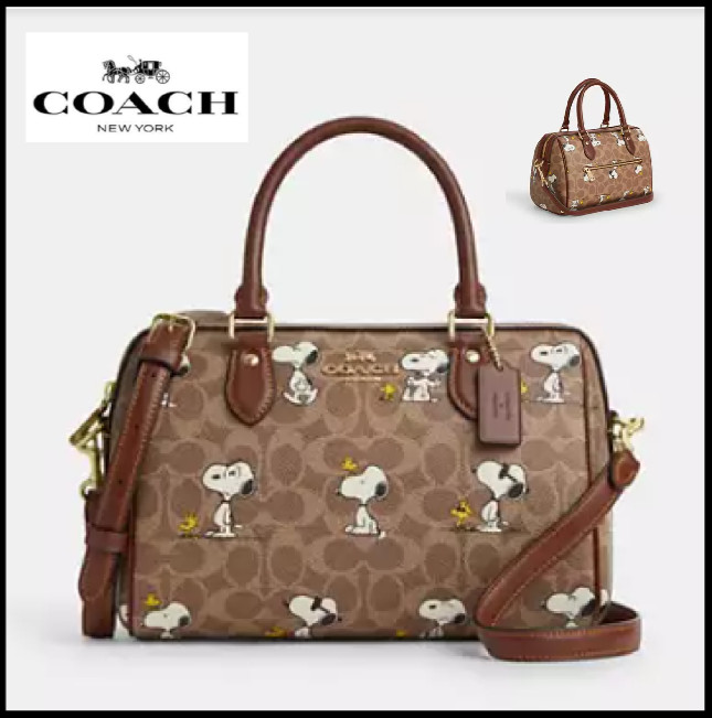 COACH CBM33 Rowan Satchel Bag Peanuts Snoopy Signature Coated Canvas Outlet New