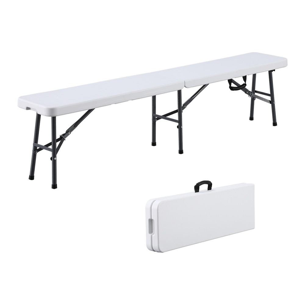 6 ft Plastic Folding Bench, Portable Foldable Bench Seating with Handle