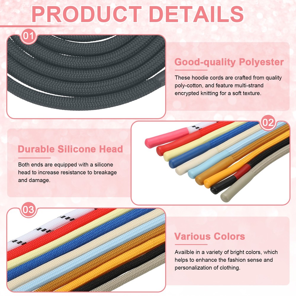 2pcs 53inch Drawstring Cords Hoodie String with Easy Threader, Dark Gray