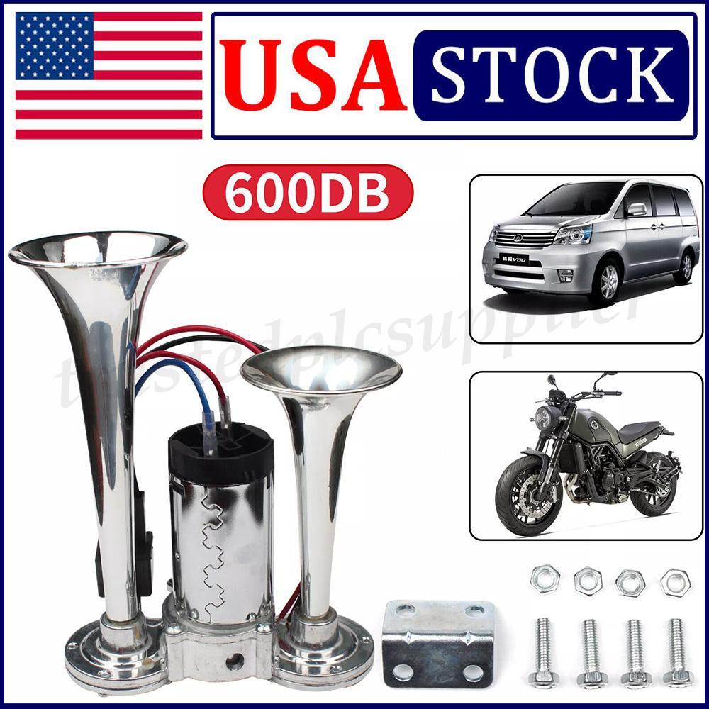 Super Loud Air Electric Horn 600DB 12V Dual Trumpet Car Truck Boat Train Speaker