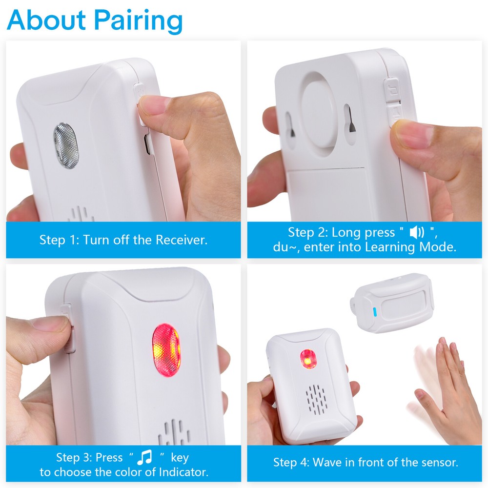 Wireless Motion Infrared Sensor Alarm Secure 1 Alarm + 4 Sensor Plug In/ Battery