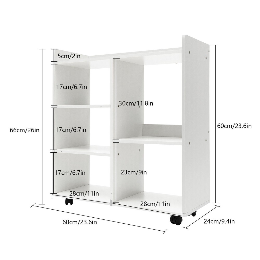 MDF Mobile Printer Stand Rolling Office Scaner Cart Storage Shelf Warm White