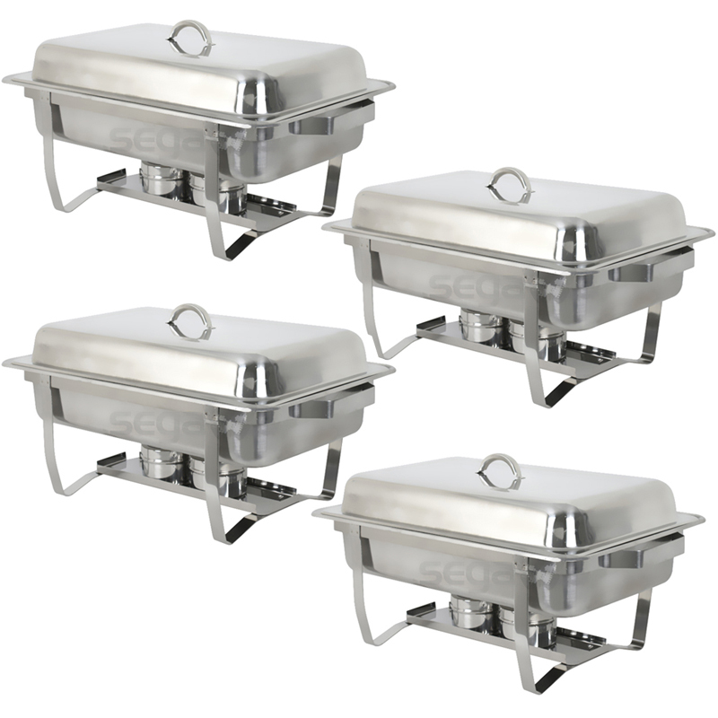 Stainless Steel 4Pack 8 Quart Rectangular Chafing Dish Full Size Buffet Catering