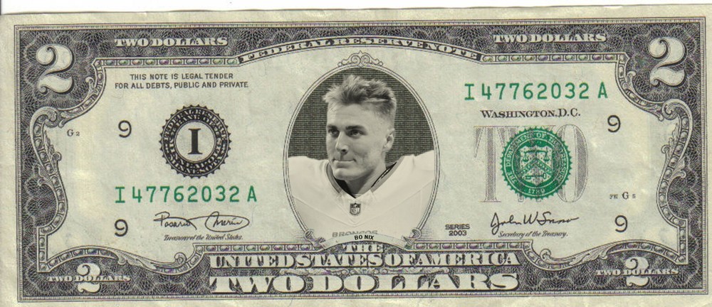 Broncos Bo Nix $2 Dollar bill Mint real