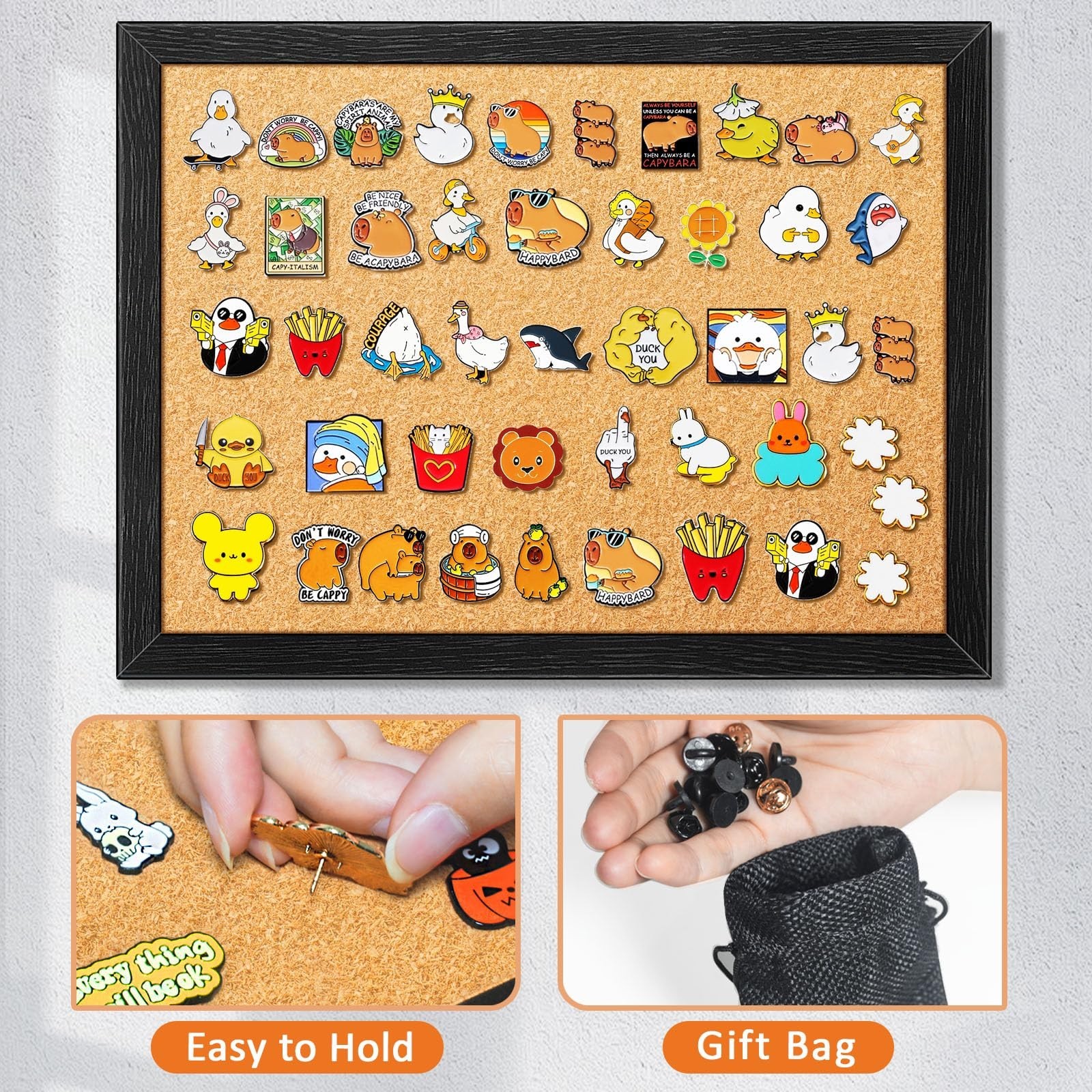 tutata Enamel Pin Display Board, 16'' x 12'' Pin Display Frame, Lapel Pin Hol...