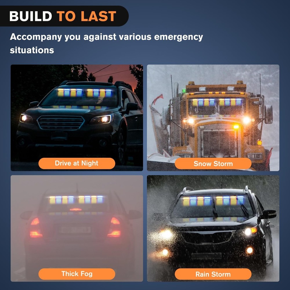 Nilight 32LED Amber Blue Emergency Dash Strobe Lights with Controller Suction...