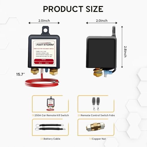 Side Post Remote Battery Disconnect Switch 12V, 250A Remote Battery Kill Switch