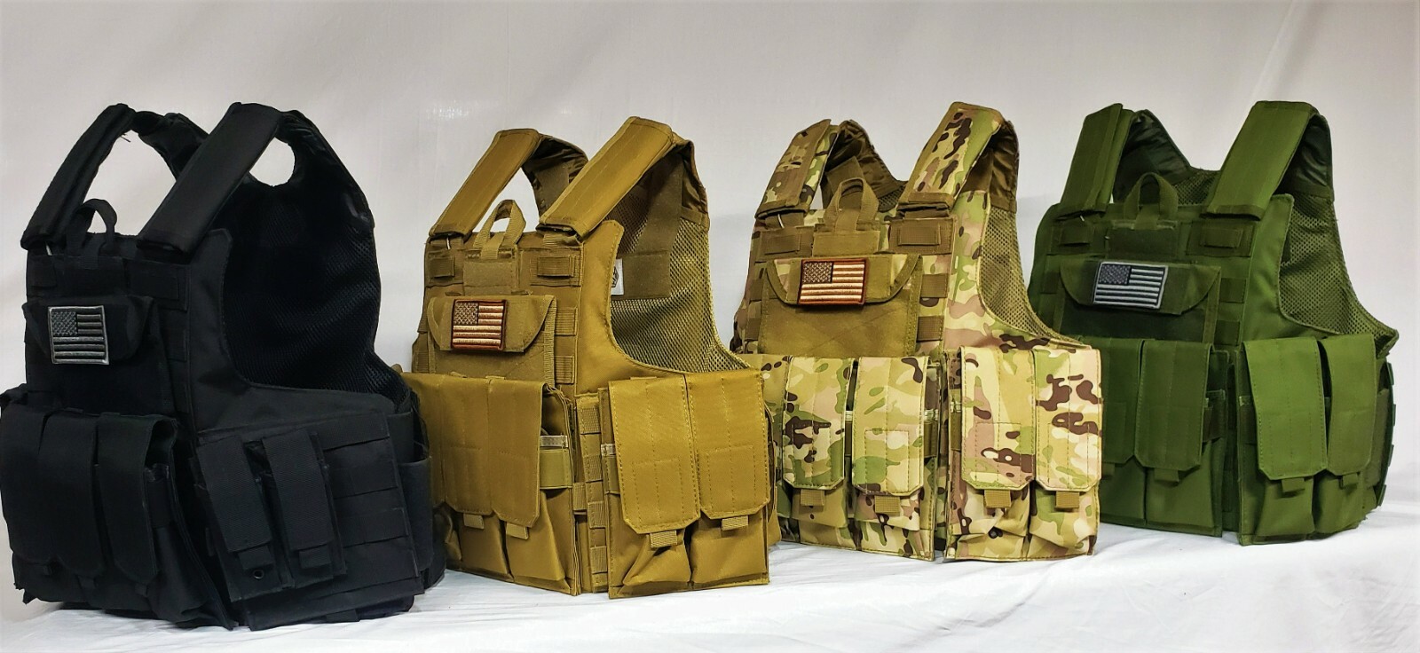 Multicam Tactical Vest Plate Carrier- Adjustable. Pouches Included