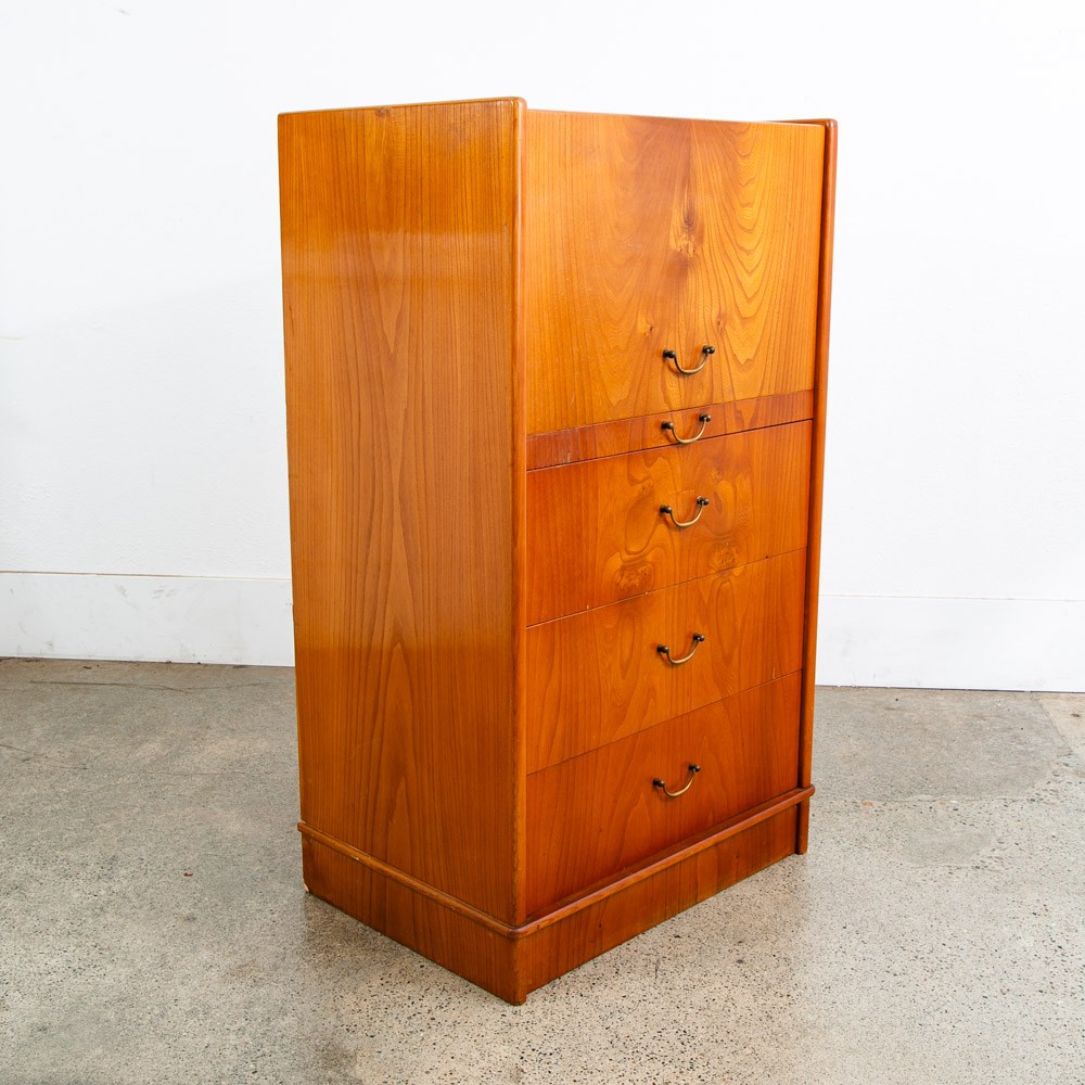 Mid Century Danish Modern Desk Vanity Office Wood 5 Drawers Denmark Mirror Mcm