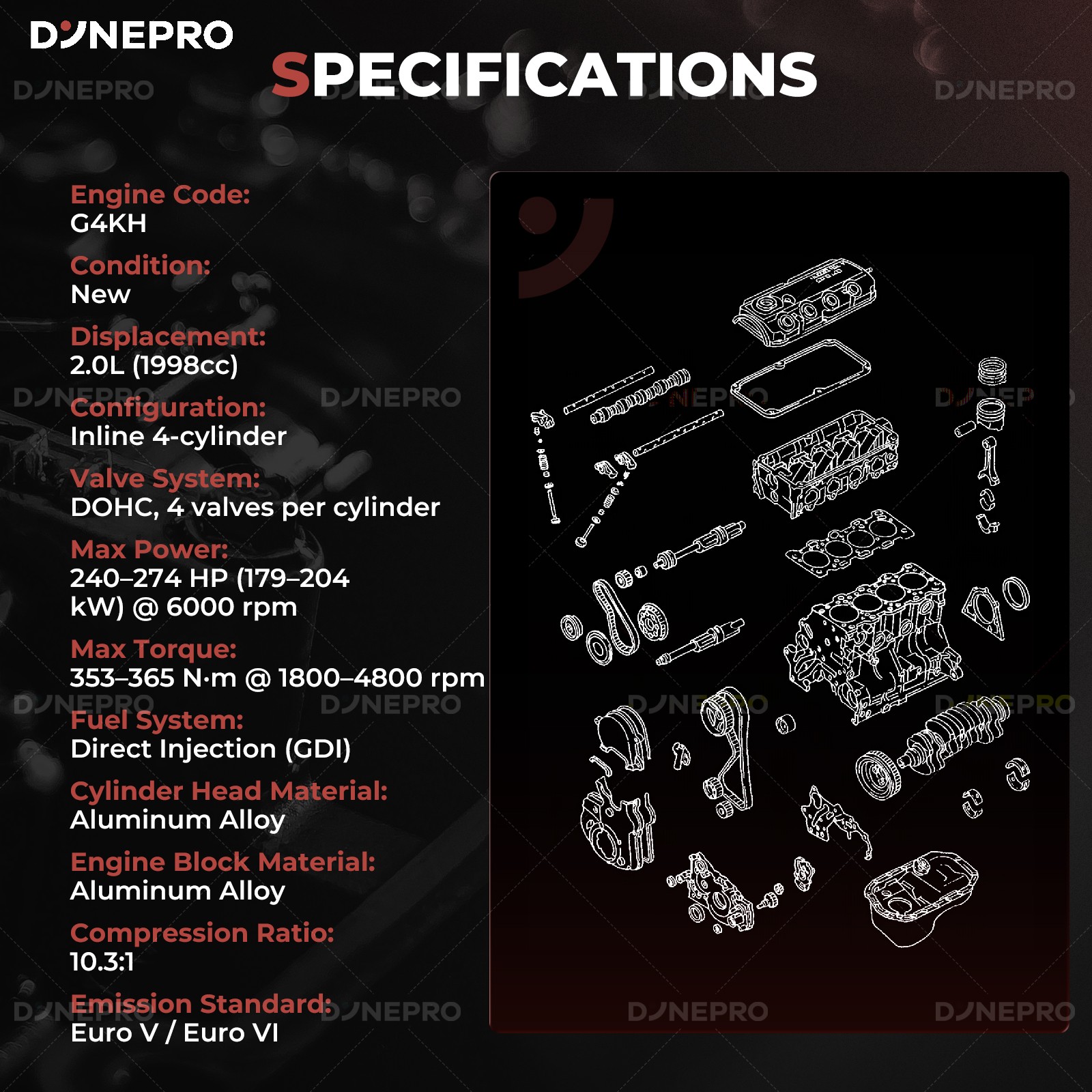 G4KH 2.0T Turbo Engine Assembly For 2011-2016Hyundai Sonata Kia Optima Sportage