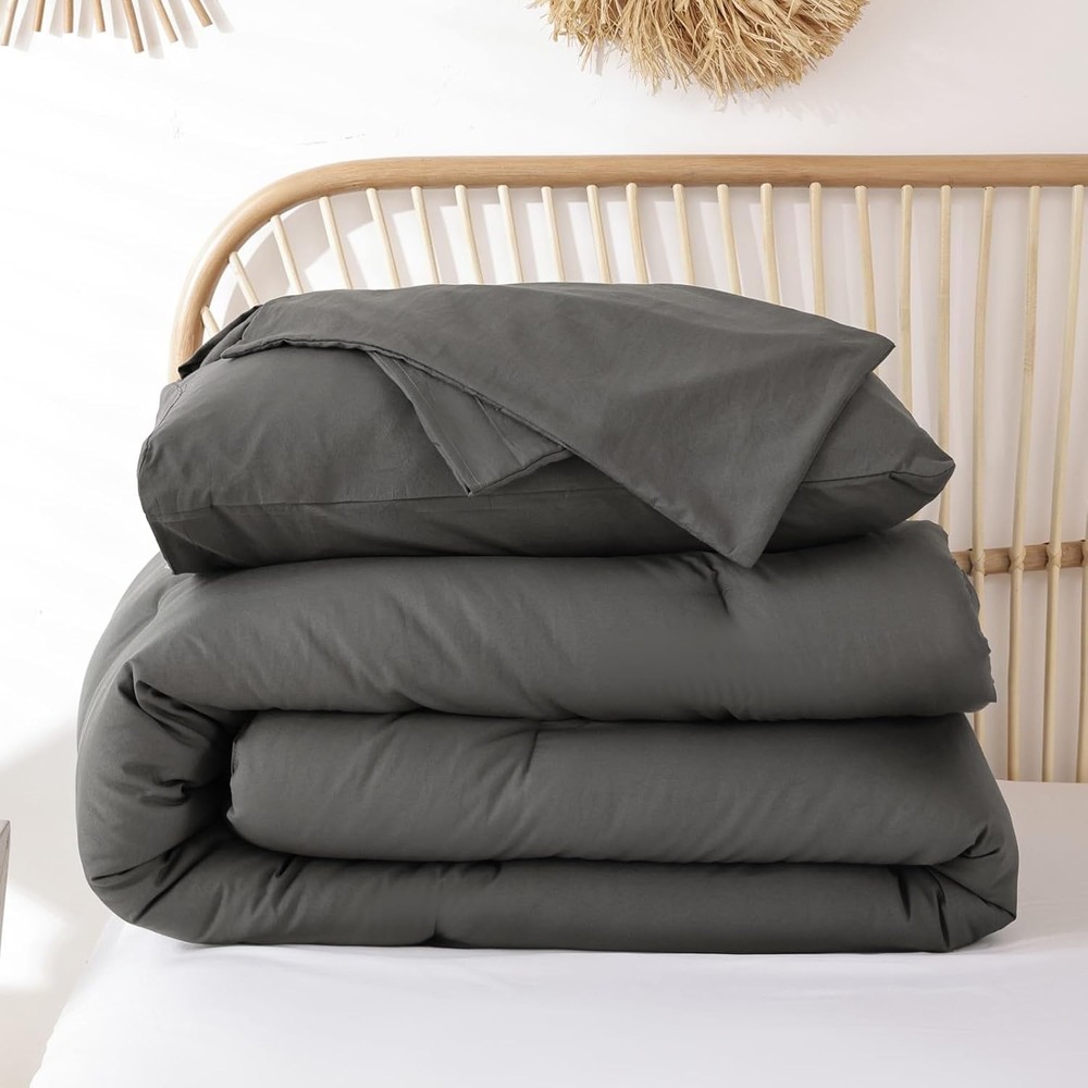 Queen Comforter Set Charcoal Grey, 3pcs