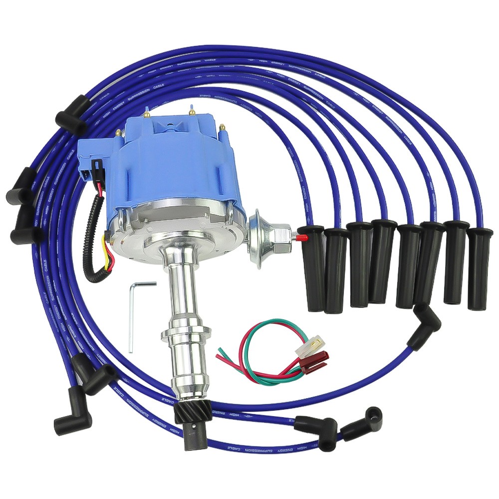 For PONTIAC 326 350 389 400 455 HEI DISTRIBUTOR + 8.5mm SPARK PLUG WIRES USA