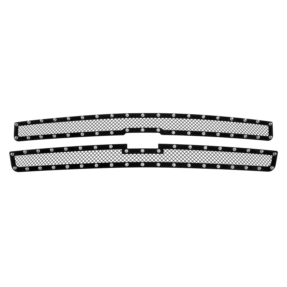 Fits 1999-2002 Chevy Silverado 1500/2500 Upper Stainless Black Mesh Rivet Grille