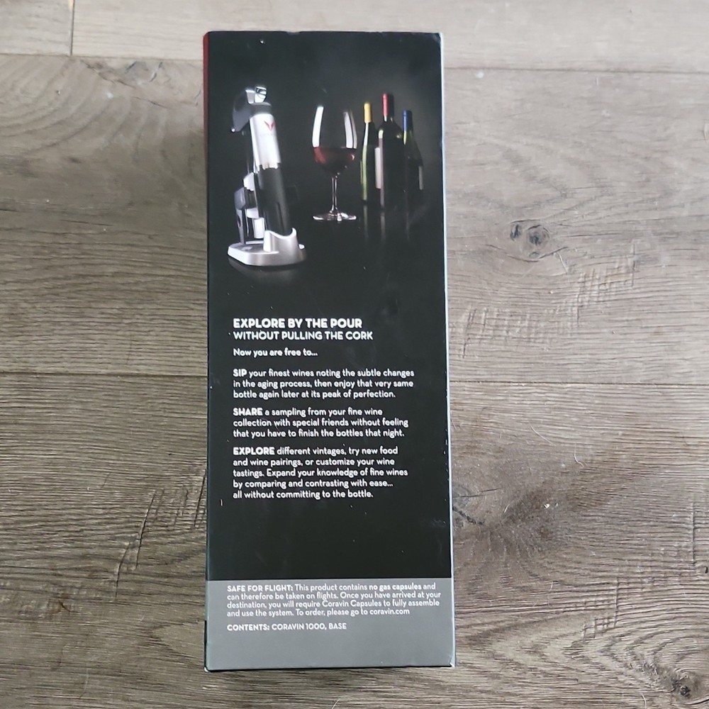 Coravin Wine Preservation System 1000 Portable Silver & Black Modern