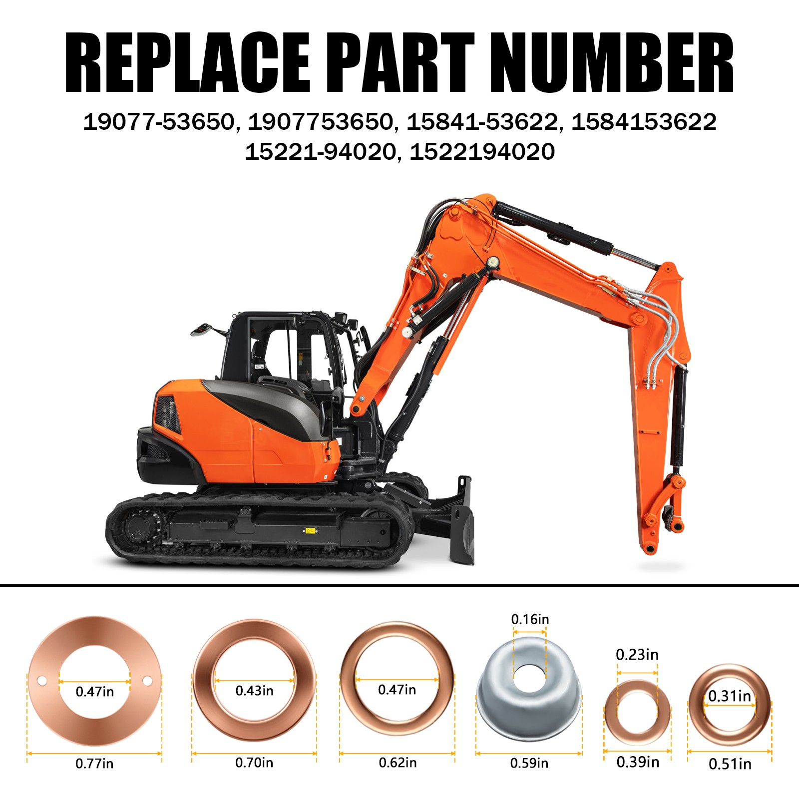 New Injector Seal Kit for Kubota V2203 V2403 V1902 V1702 V1505 19077-53650 4 CYL