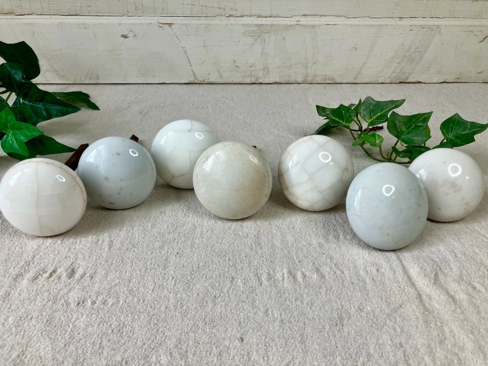 7 VTG Door Knobs White Porcelain Hardware Crafting Replacement As Found