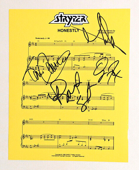 STRYPER signed 8x10 PHOTO Michael Tim Robert Oz TO HELL DEVIL coa