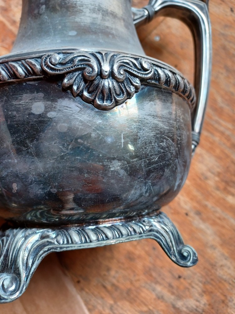 Silver On Copper Tea Set Hallmark At Bottom 5 Pieces