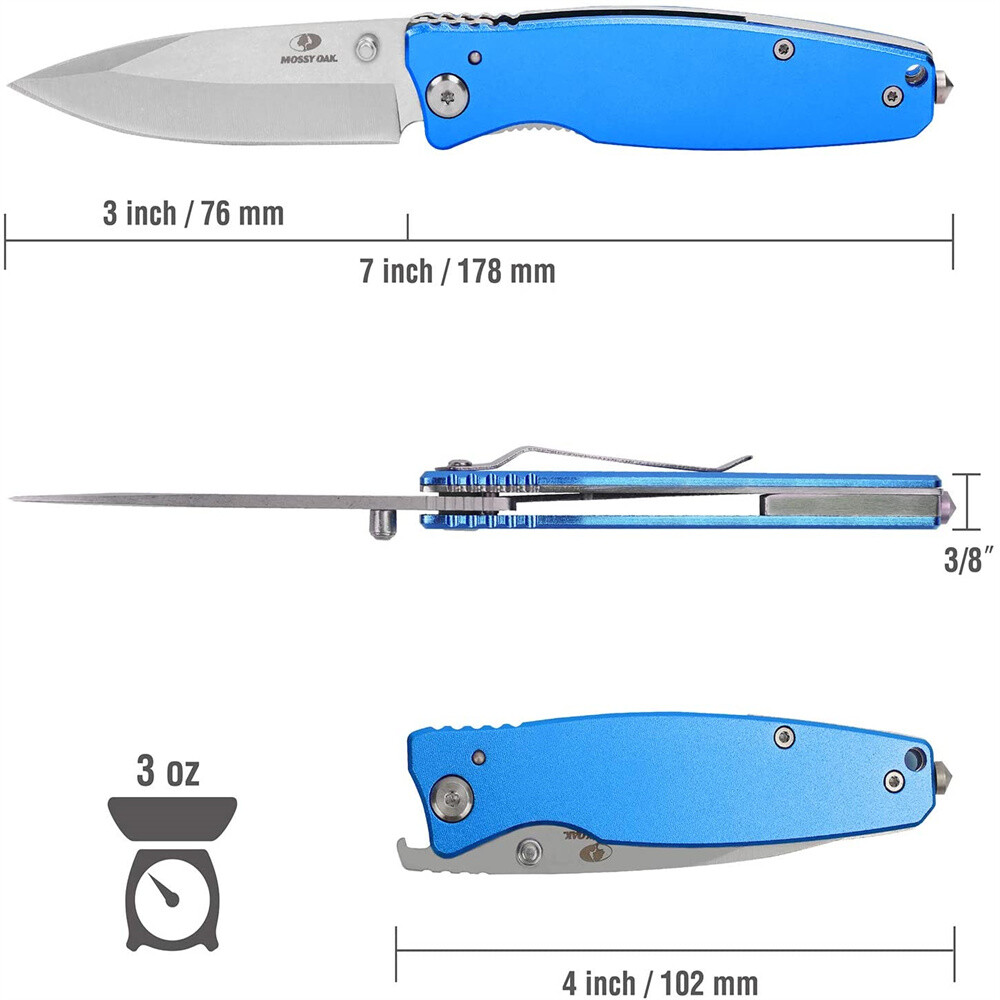 7-in Folding Pocket Knife Stainless Steel Drop Point Blade Multi-Functional Tool