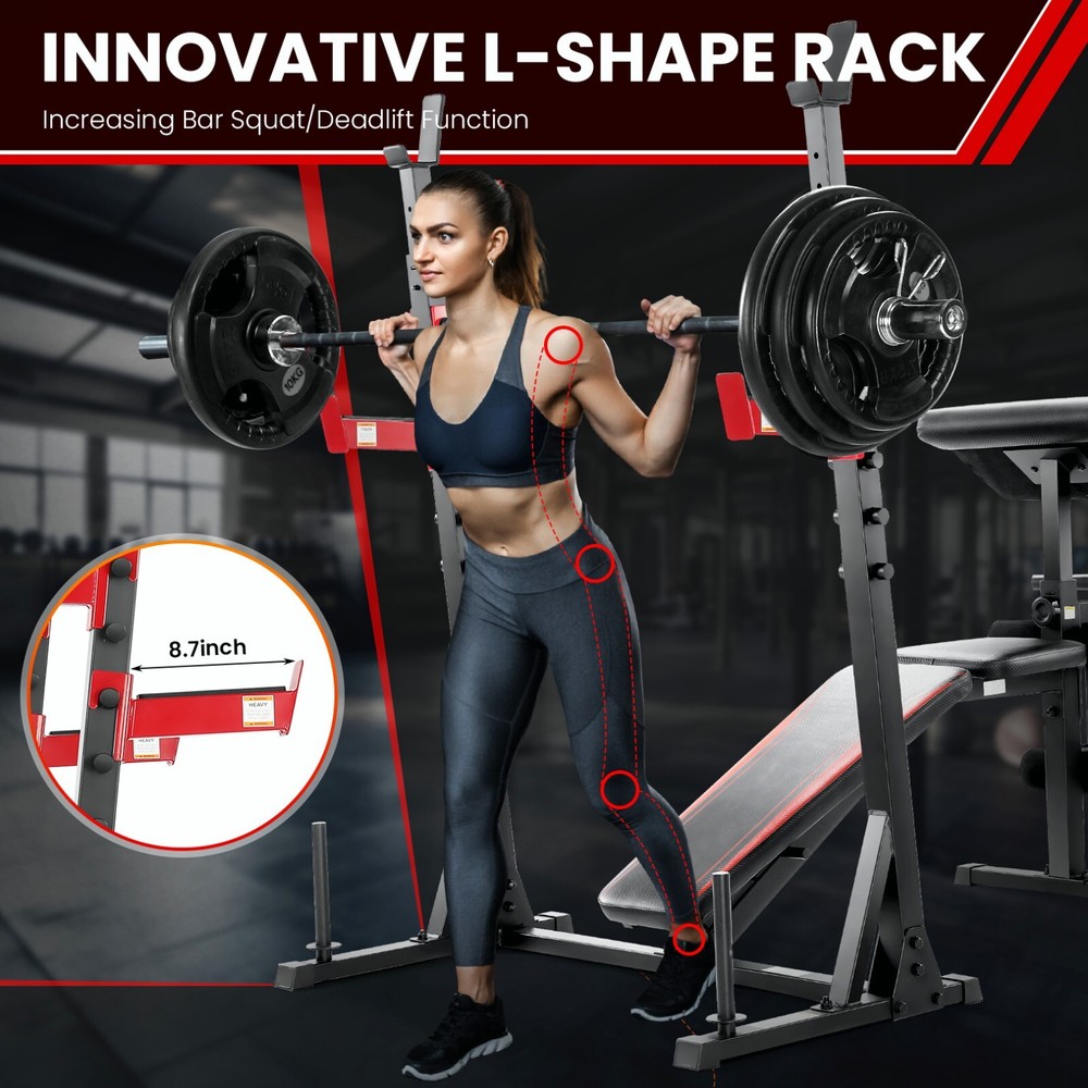 Olympic Adjustable Foldable Weight Bench for Home Gym Strength Training Workout
