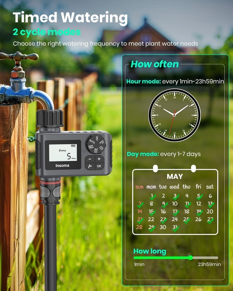 Programmable Garden Hose Timer 1 Outlet LCD Automatic Watering Irrigation System