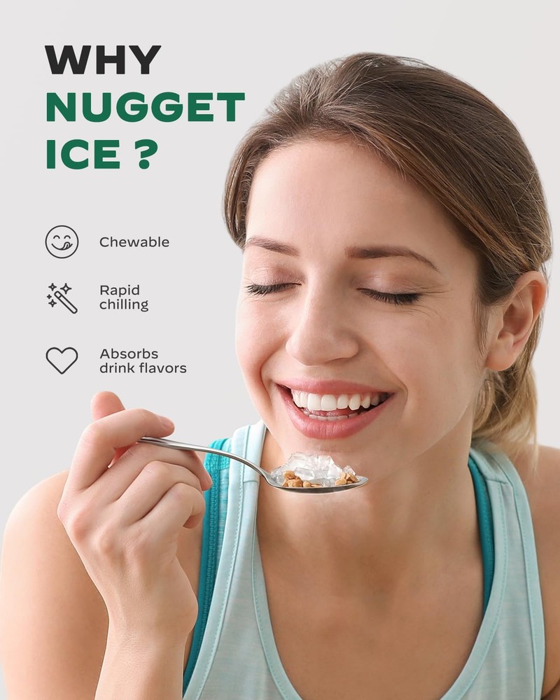 Nugget Ice Maker Countertop, Pebble Ice Maker with Soft Chewable Ice, One-Cli...