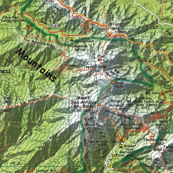 San Gabriel Mountains California Trail Map Poster