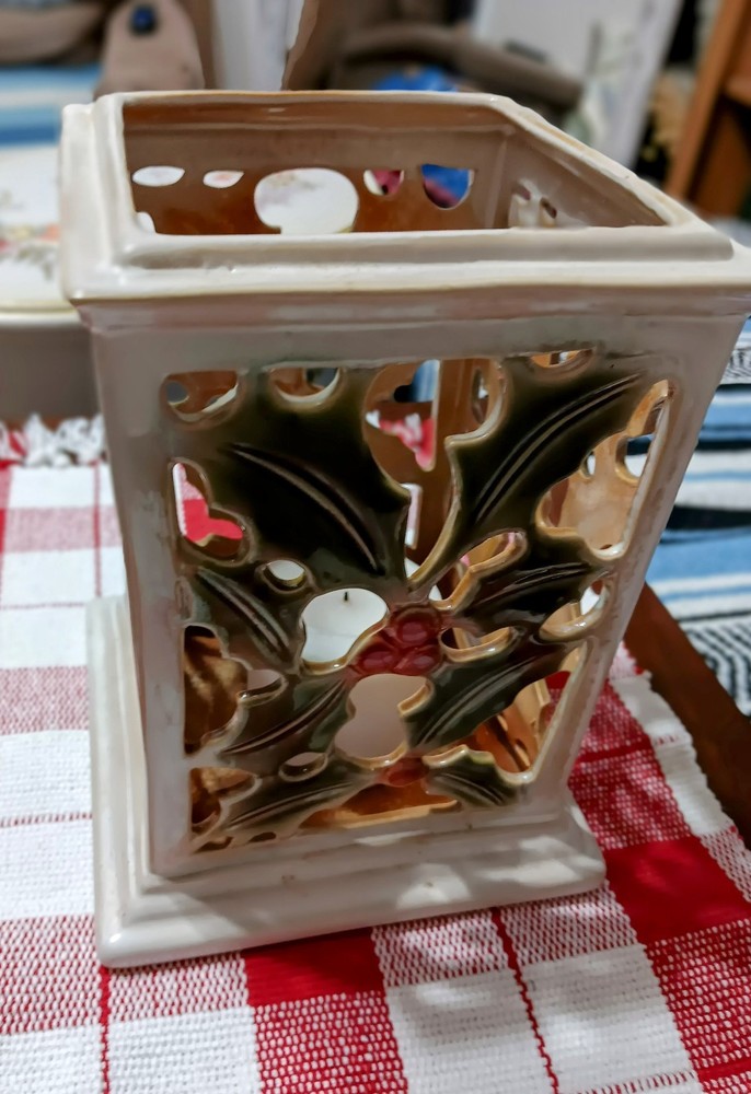 Holly Ceramic Large Candle Holder