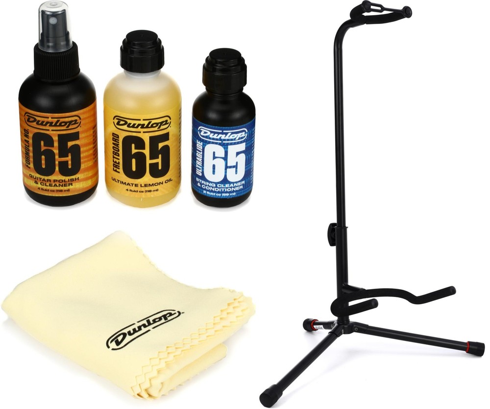 Gator Frameworks Single Guitar Stand + Dunlop 6504 Value Bundle
