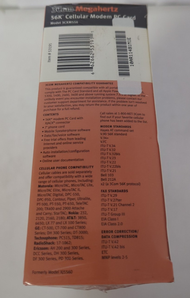 3Com Megahertz 56K Cellular Modem PC CARD 3CXM556