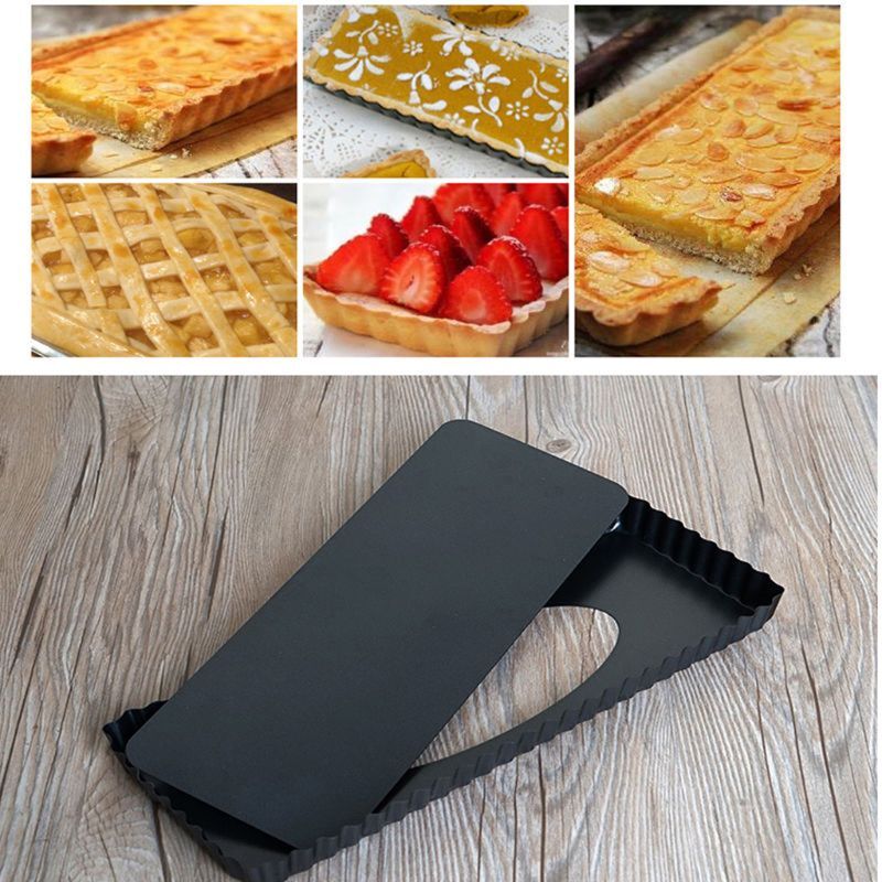 Rectangle Fluted Pie Tart Pan Mold Baking Removable Bottom Nonstick Tool