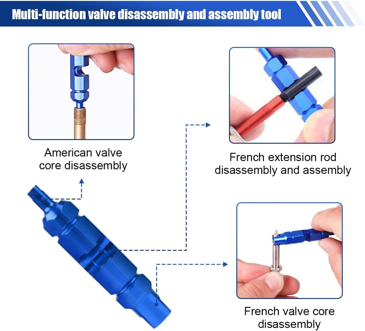 23PCS Presta Valve Core Repair Kit- Tubeless Adapter Bike Blue