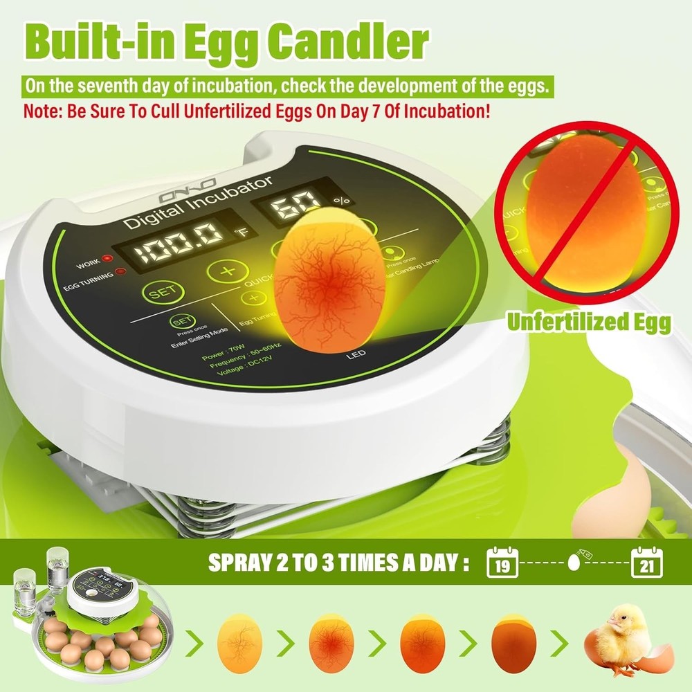 Egg Incubator with Automatic Egg Turning and Humidity Control 18 Eggs Incubator