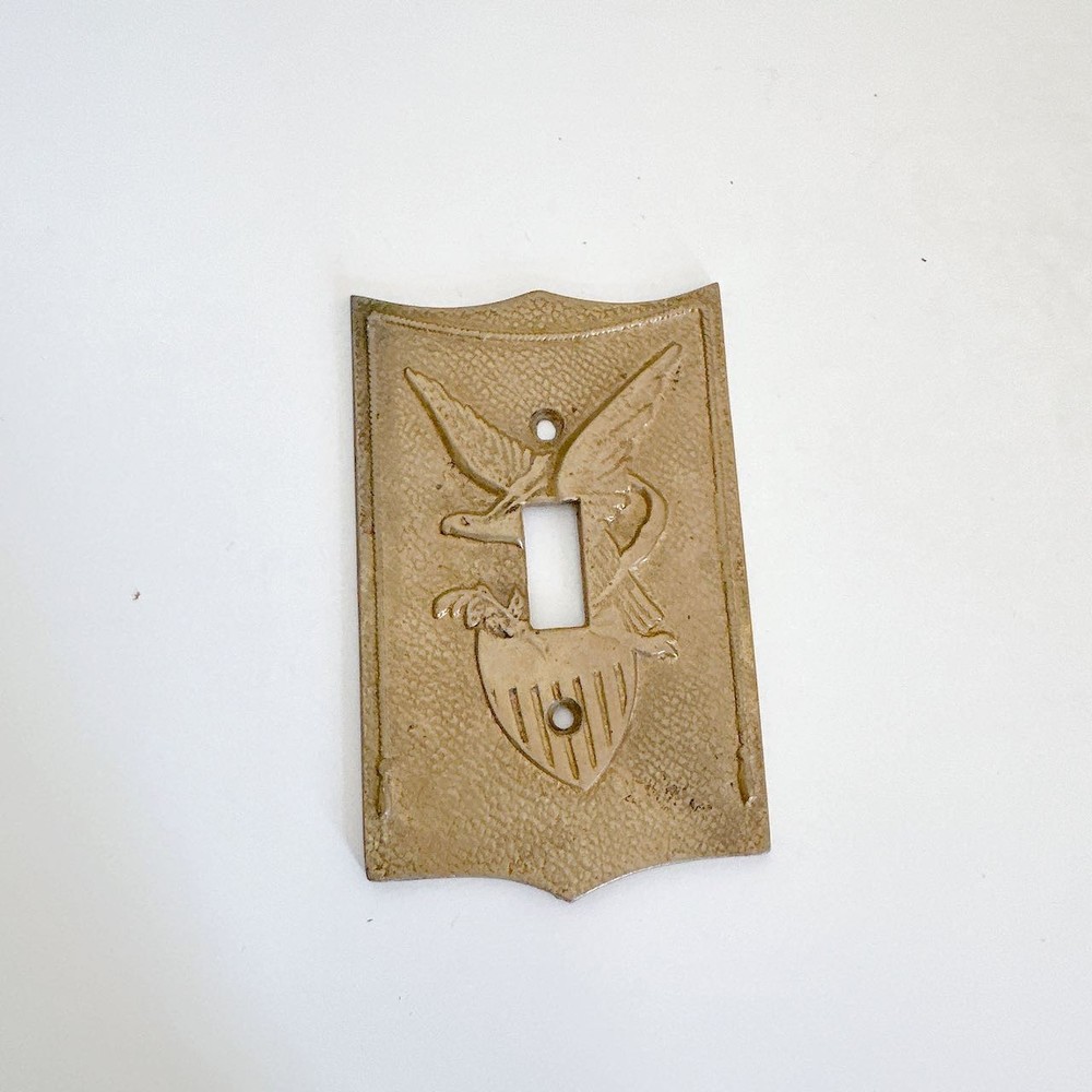 EARLY AMERICAN SOLID BRASS EAGLE LIGHT SWITCH COVER BY CAMBRON AMERICANA