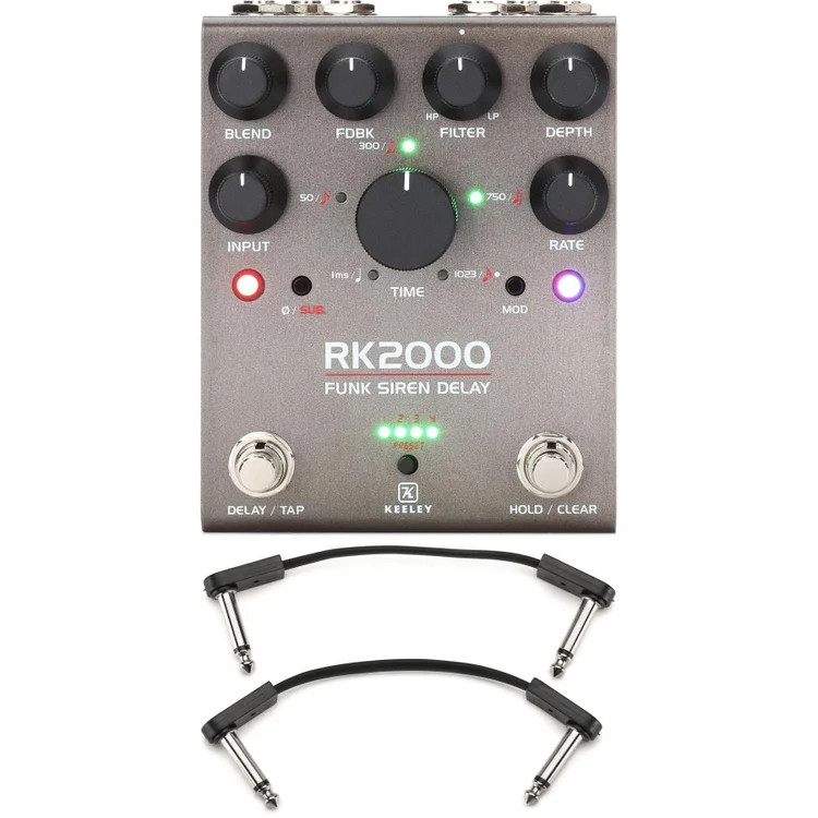 Keeley RK2000 Funk Siren Delay Pedal with EBS Patch Cables