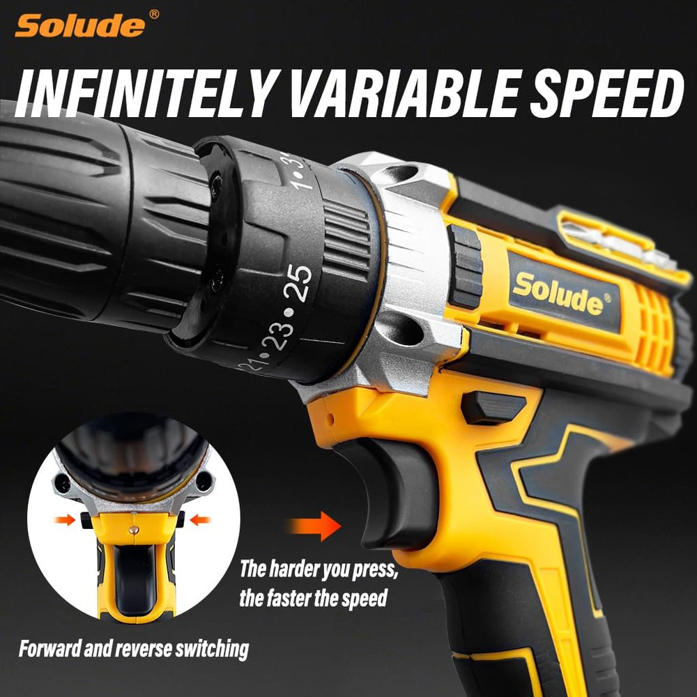 Tool Set with Drill,21V Cordless Power Drill Tool Box with 2 Battery,Electric Dr