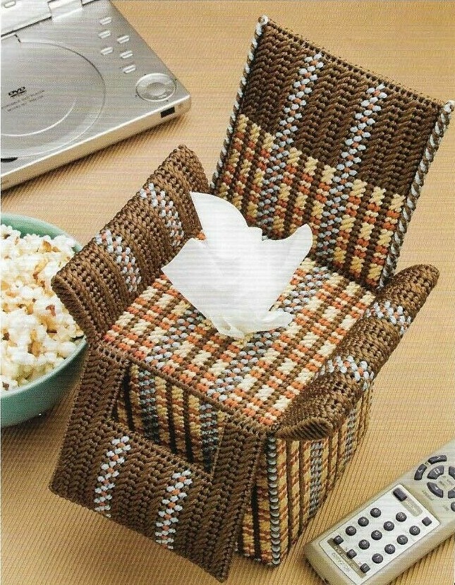 TV TIME TISSUE TOPPER COVER CHAIR HOME DECOR PLASTIC CANVAS PATTERN INSTRUCTIONS