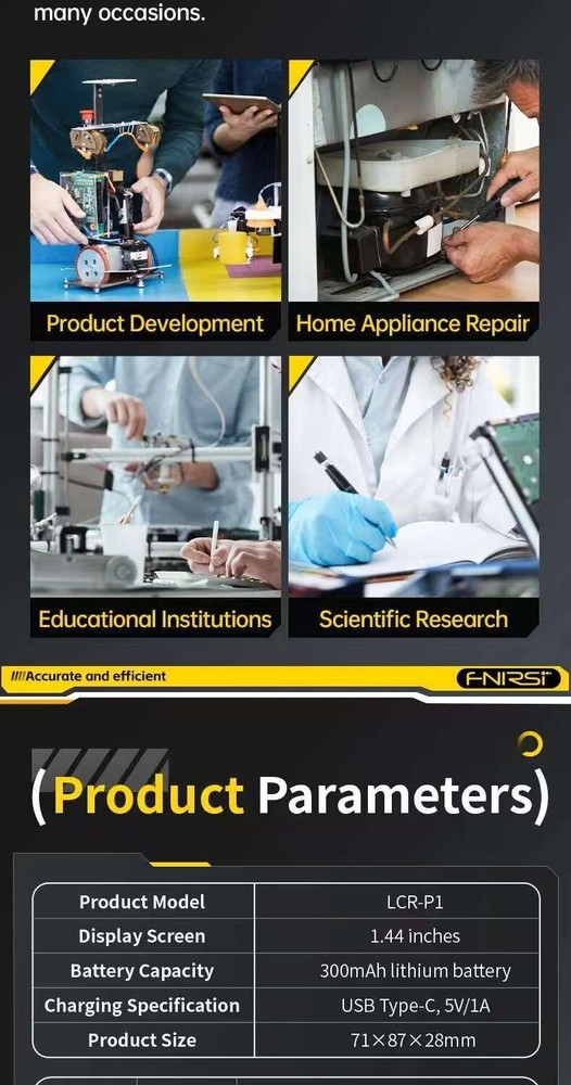 FNIRSI LCR-P1 Transistor Tester Multifunction Diode Triode Capacitance LCR Meter
