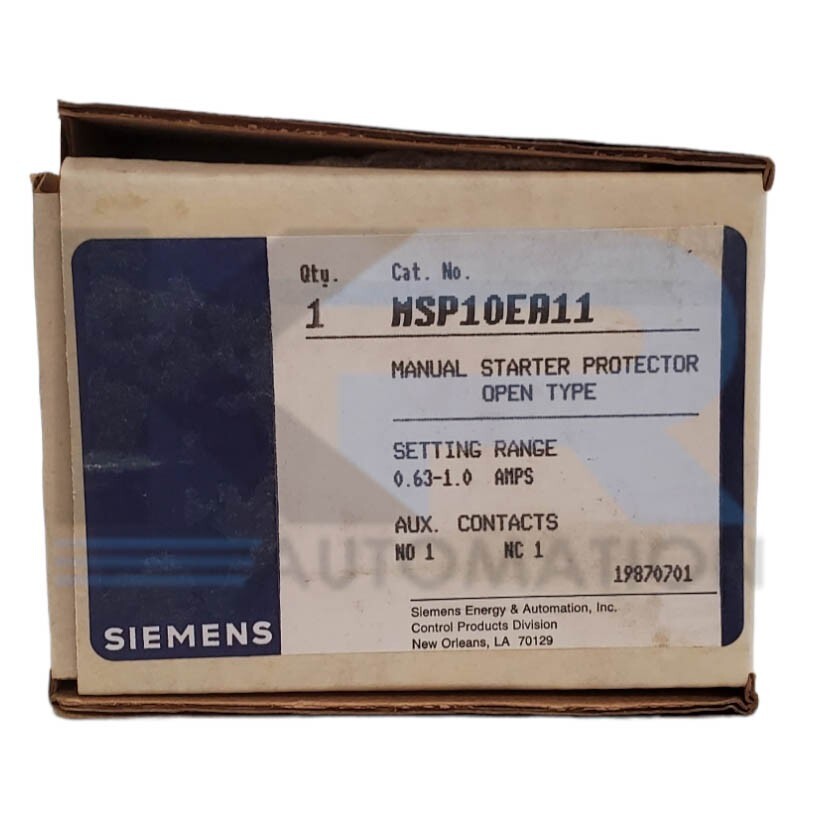 NEW Siemens MSP10EA11 Manual Starter Protector Open Type 0.36-1A