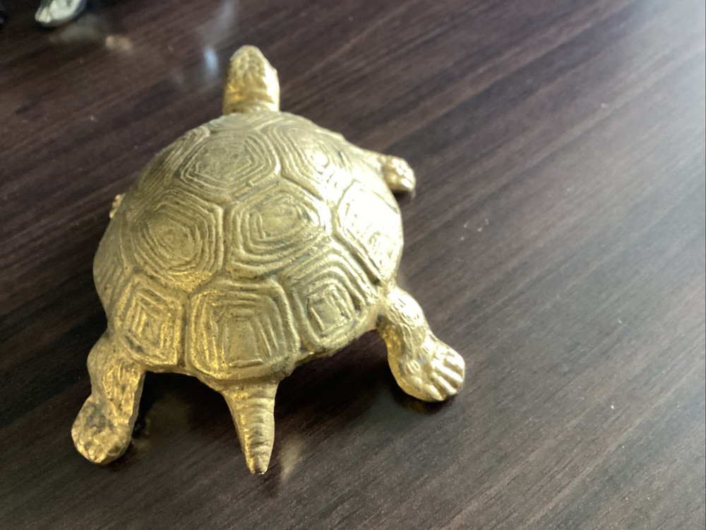 Pre-Owned Brass Turtle Signed T.C.