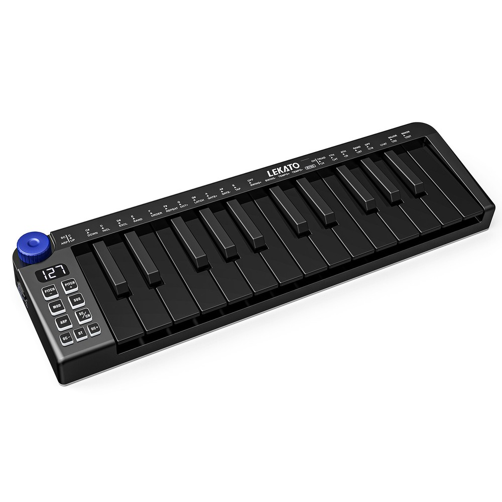 LEKATO 25 Key MIDI Keyboard Bluetooth MIDI Controller 360 Knob Rechargeable