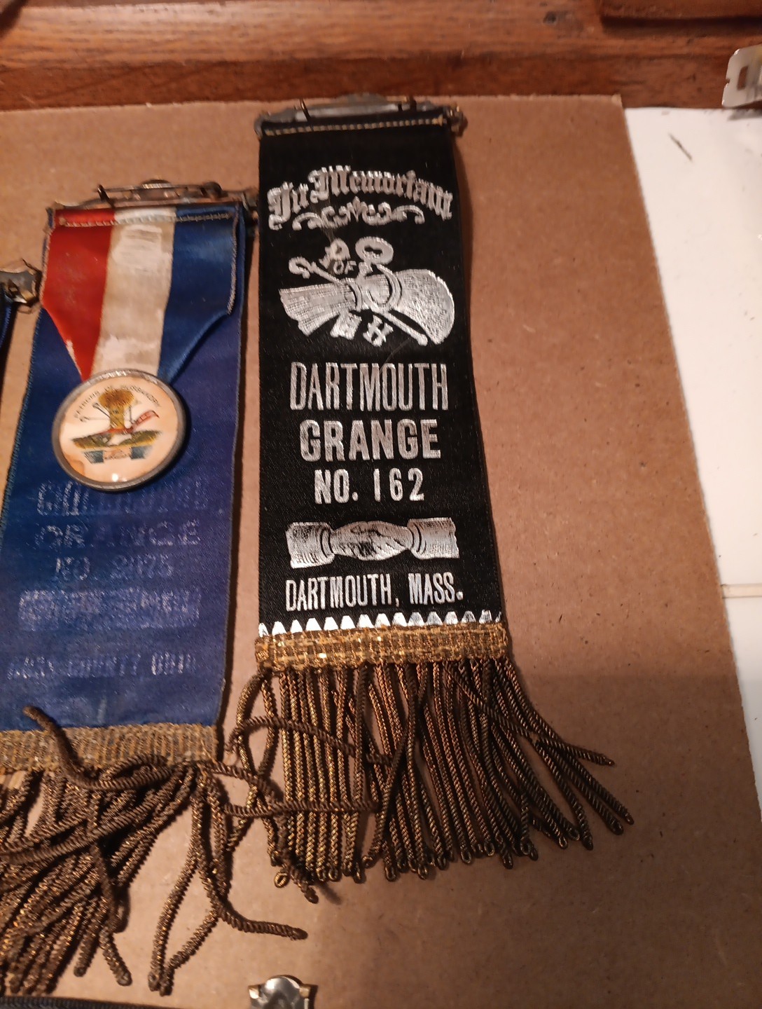 5 Original Patrons Of Husbandry Ribbons Various City's. All Complete Medals