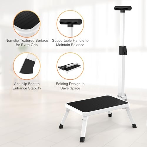 Step Stools for Adults, Foldable Step Stool with Handle for Elderly foldable