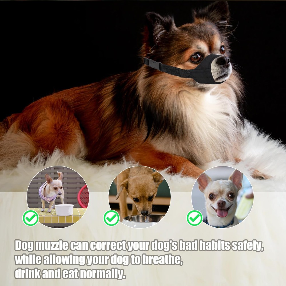PEUTIER Short Snout Dog Muzzle, Muzzle for Small and Medium 5.5-7, black