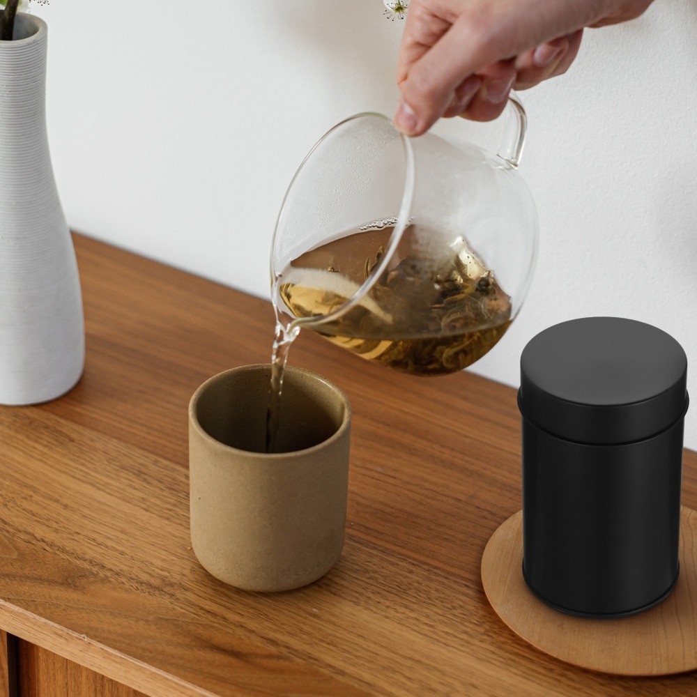 Tea Caddy Jars for Loose Tin with Lid Storage Organizer Strainer