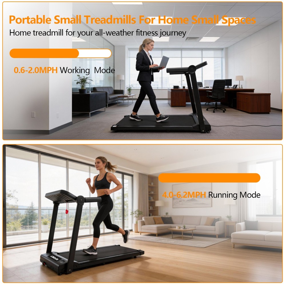 Foldable Under-Desk Treadmill for Home Use, Remote-Controlled with LED Display