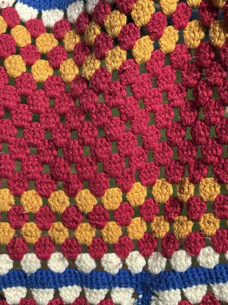 vintage granny square afghan blanket